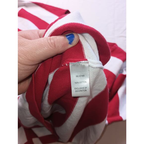 Bua//Bua Red White Stripped Dog Print Sweater Women Size Medium Sweet Animal - Picture 4 of 5